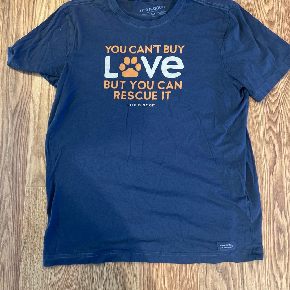 Life Is Good Blue Tee with Inspirational Quote